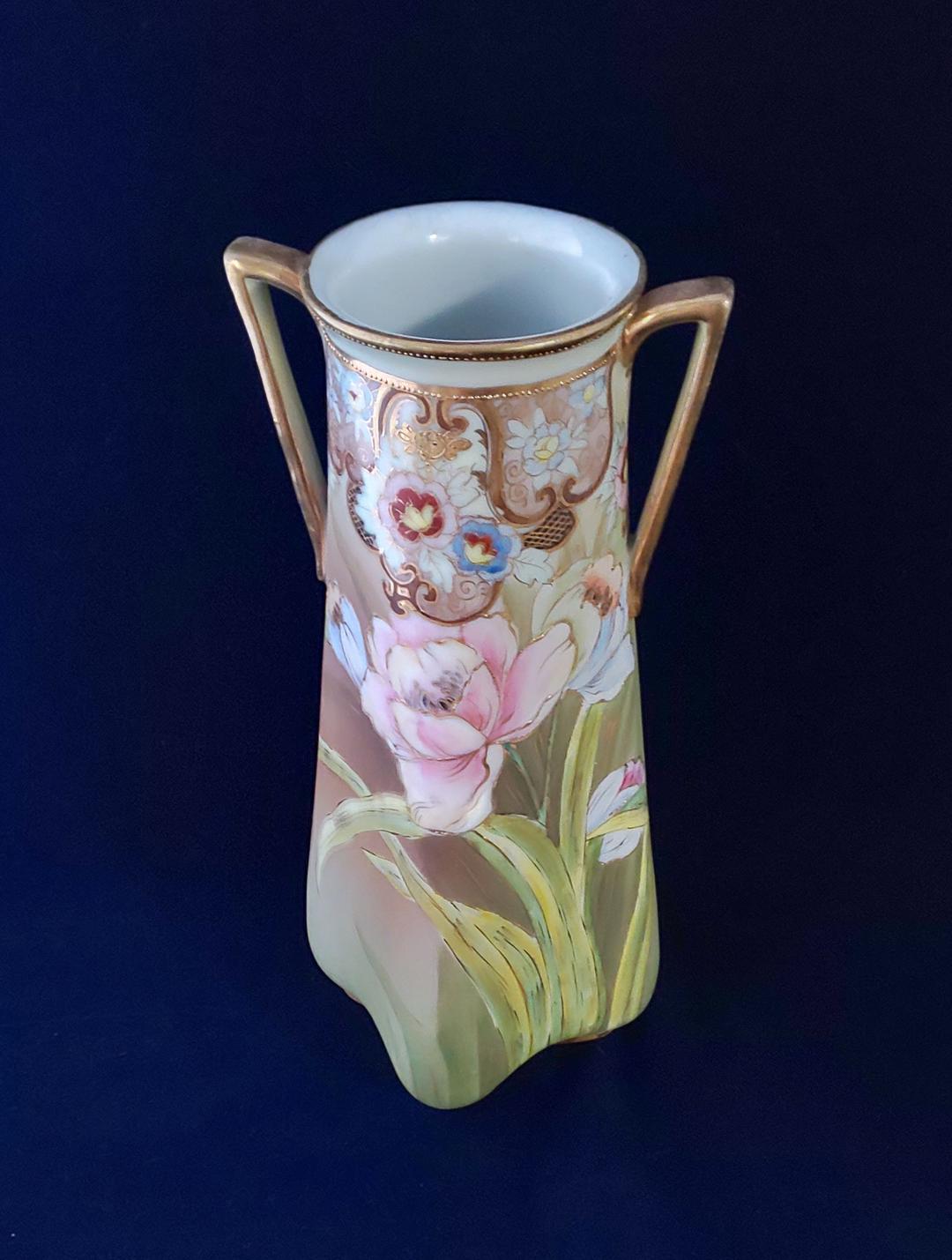 SALE❗️ オールドノリタケ  花瓶 欄の花  金彩  金点盛り 和の雰囲気