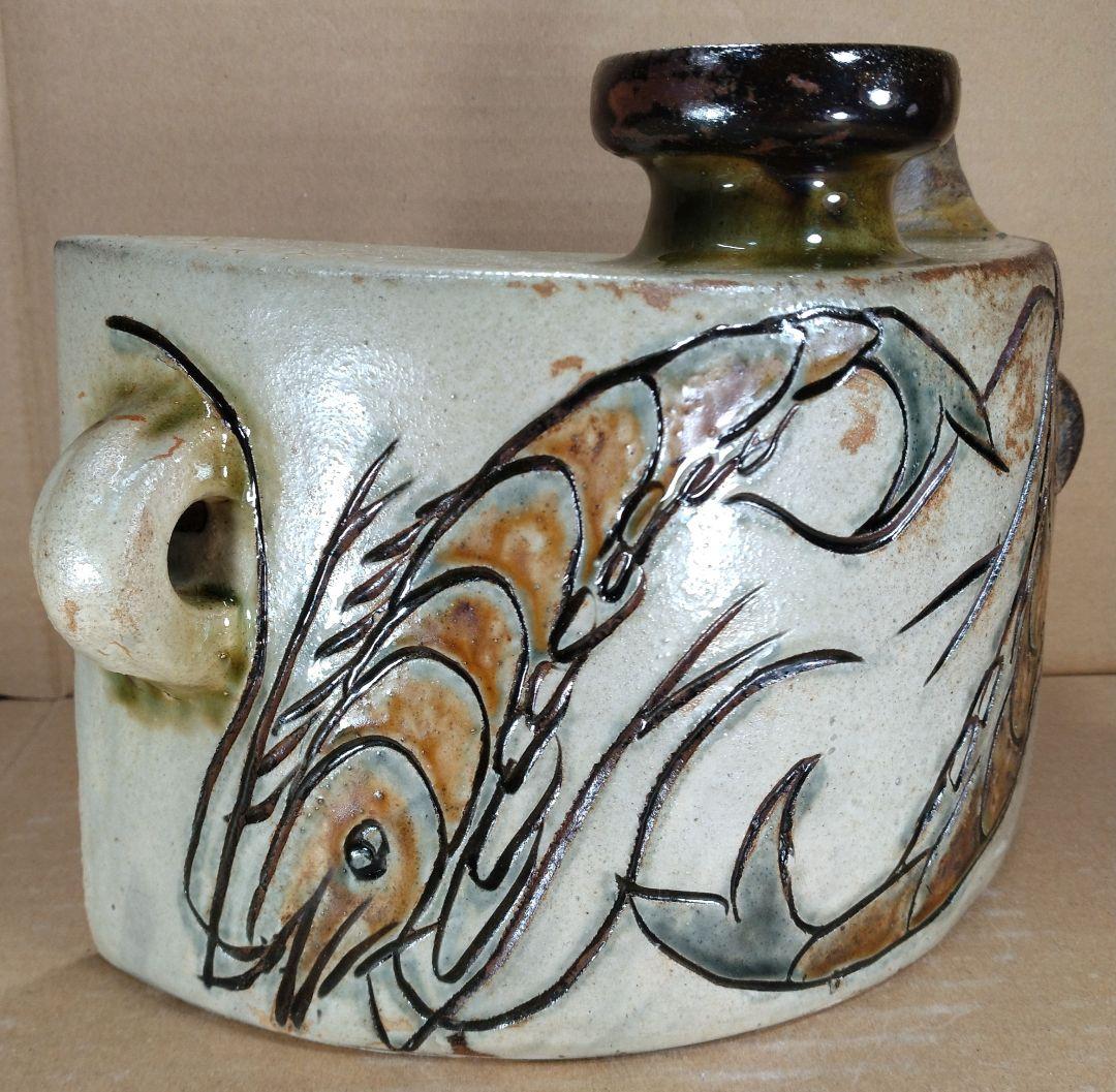 【本物保証】金城次郎 海老紋抱瓶 共箱 栞 人間国宝 壺屋焼 壷屋焼 美品