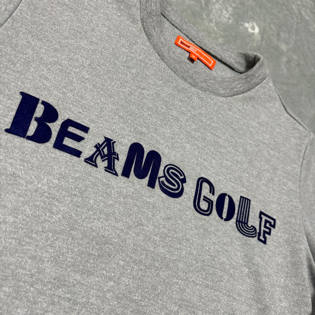 【ビームスゴルフ】秋冬 ロゴネーム×袖ロゴ 長袖ゴルフトレーナー グレー M