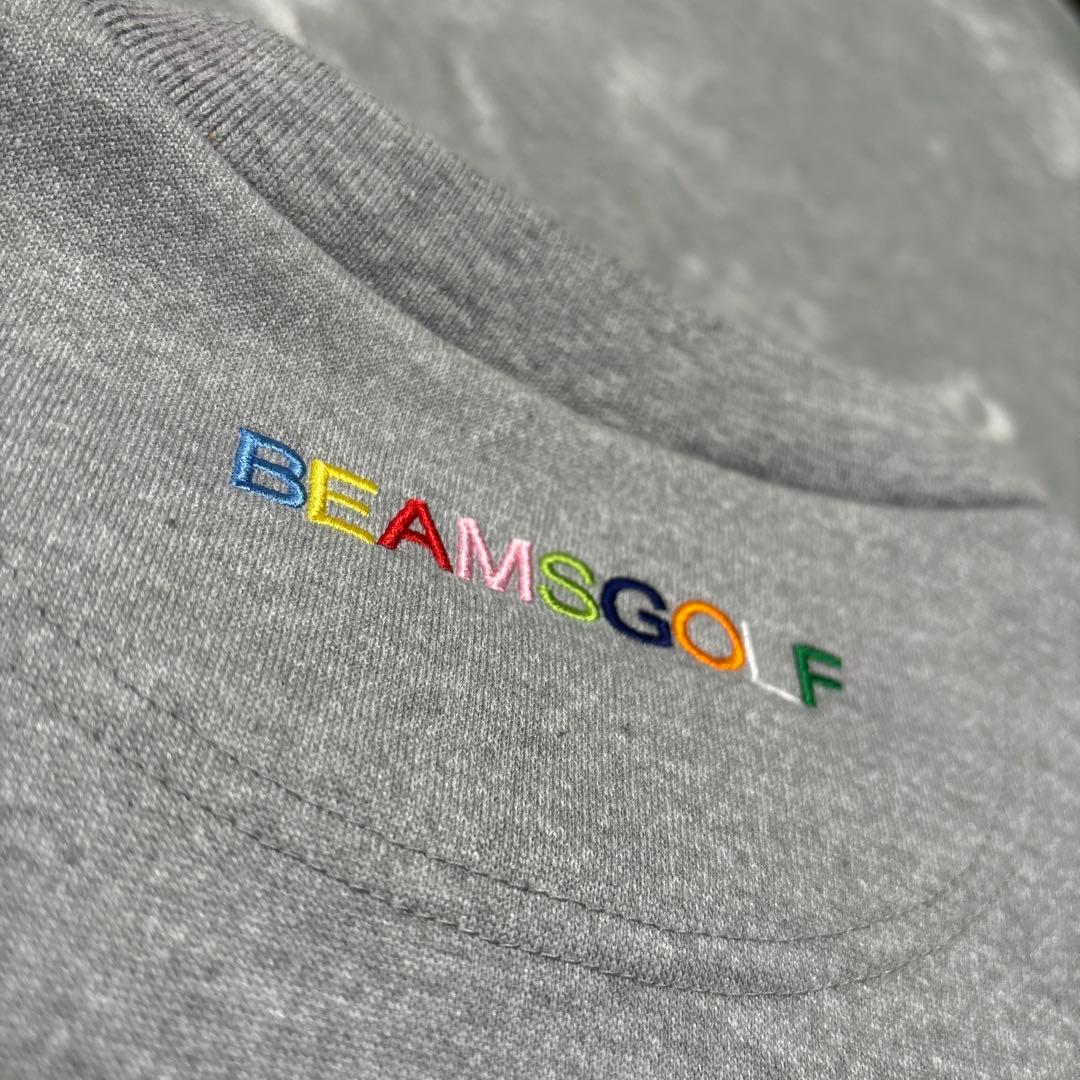 【ビームスゴルフ】秋冬 ロゴネーム×袖ロゴ 長袖ゴルフトレーナー グレー M