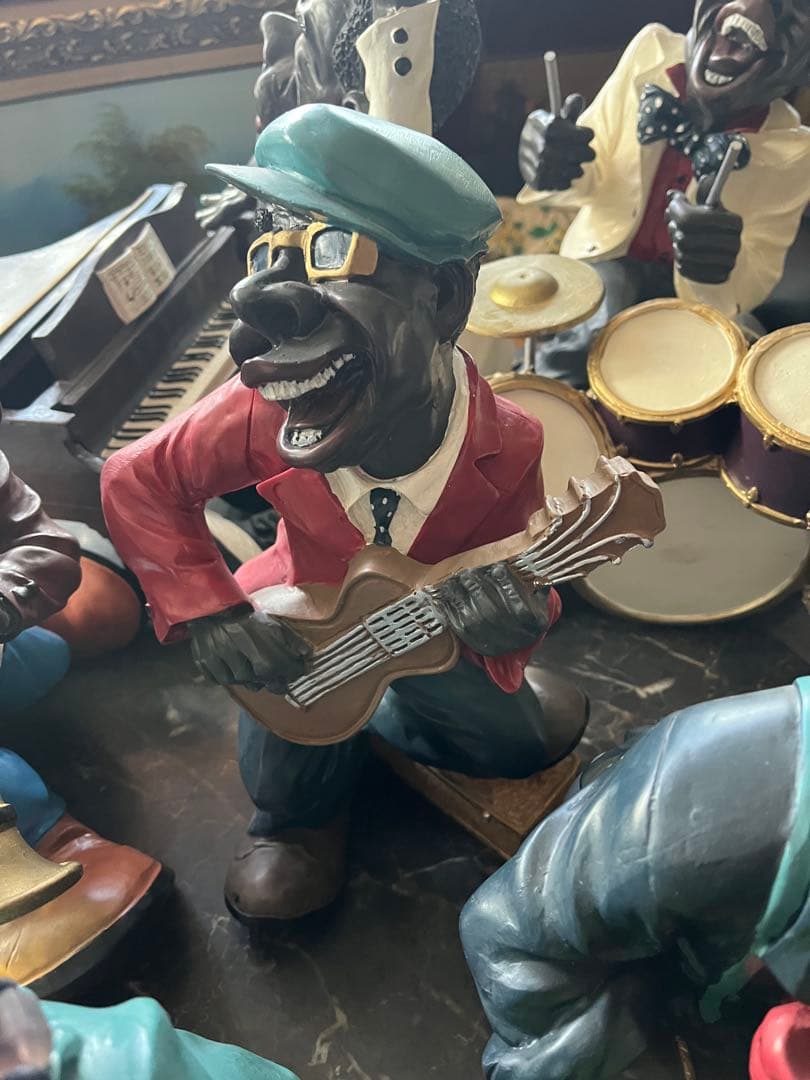 ジャズ人形、38センチ、FRP製黒人人形、JAZZ人形、JAZZ黒人バンド、