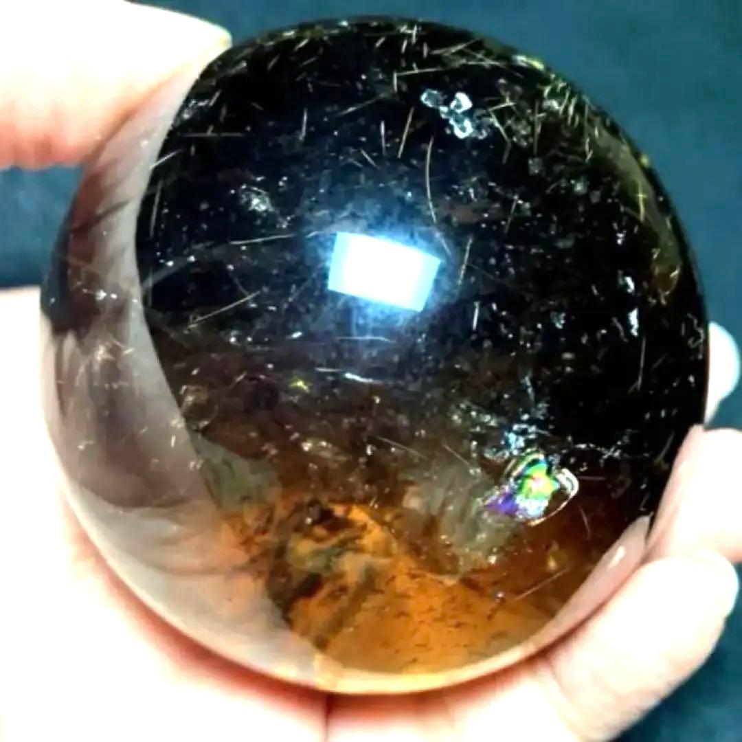 超大玉　63mm ゴールドルチルクォーツ　金針水晶　パワーストーン