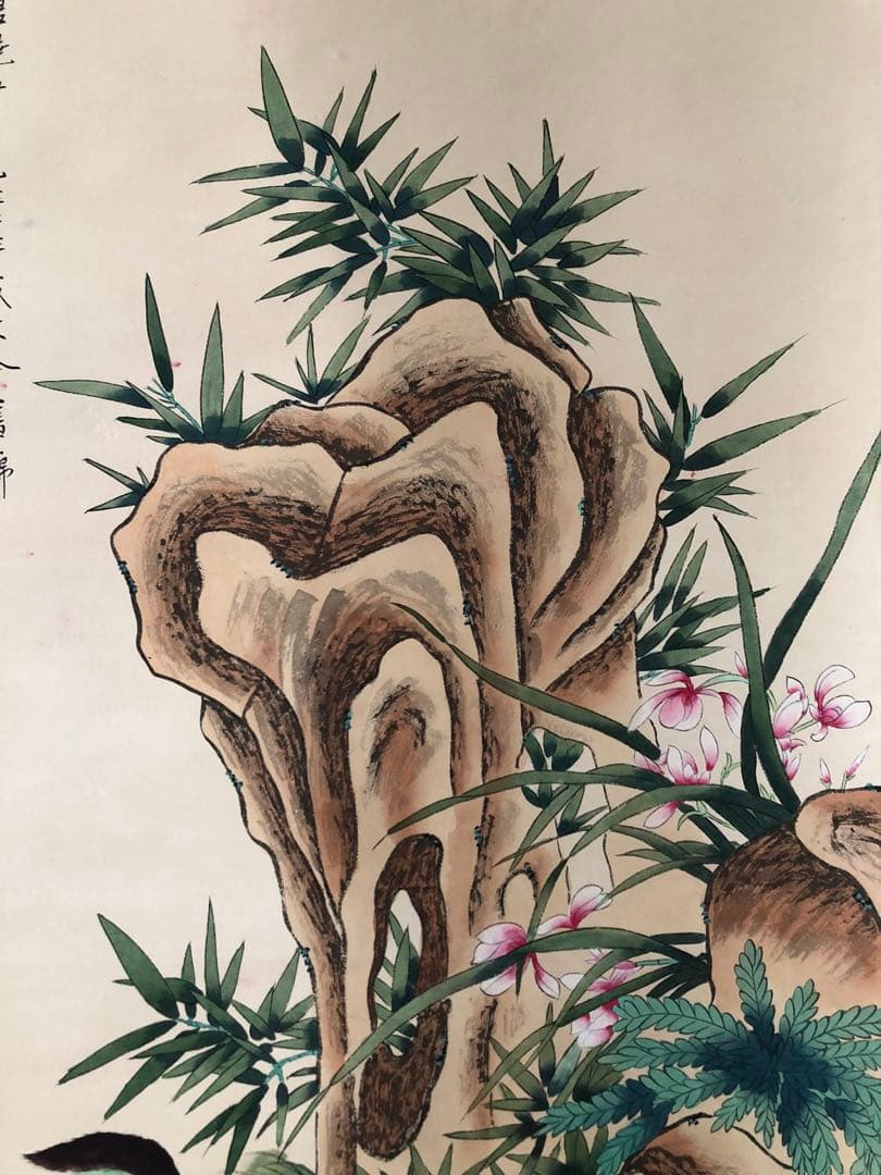 唐寅 花鳥図 掛け軸 四尺 手描き 中国美術 絵画 書画 花鳥 インテリア