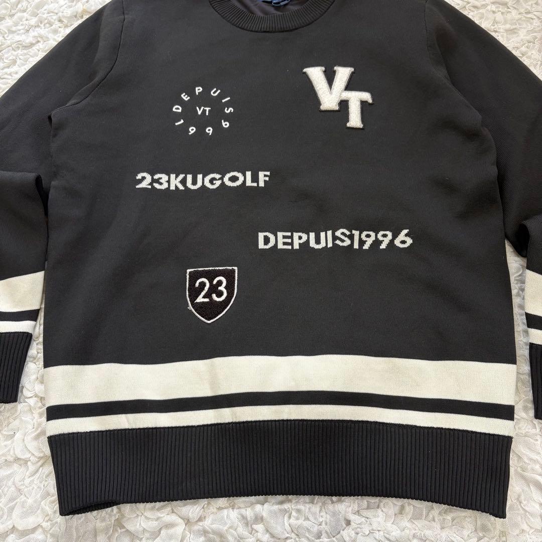 新品 23区GOLF【ウォッシャブル】グラフィックダブルジャガードニット