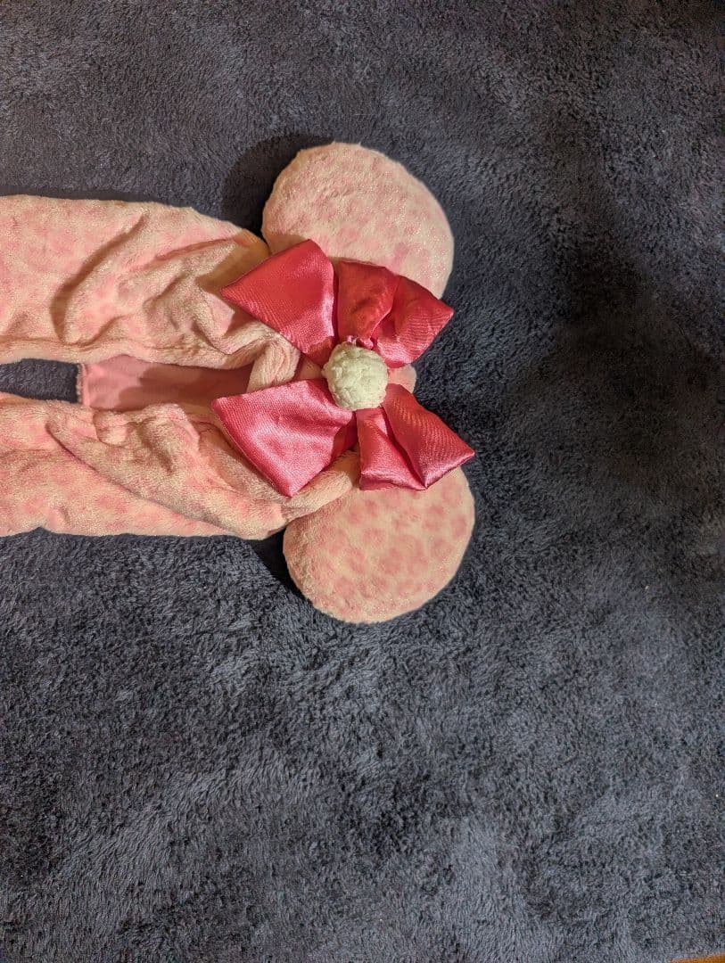 ディズニー　ミニー　マフラーキャップ　ファンキャップ　ピンクヒョウ柄