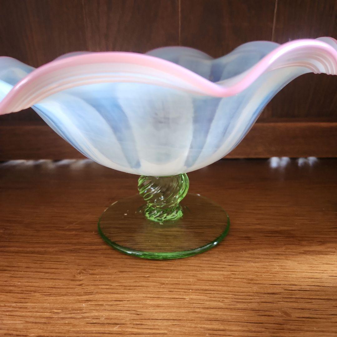 アンティークオパールセントガラス　コンポート