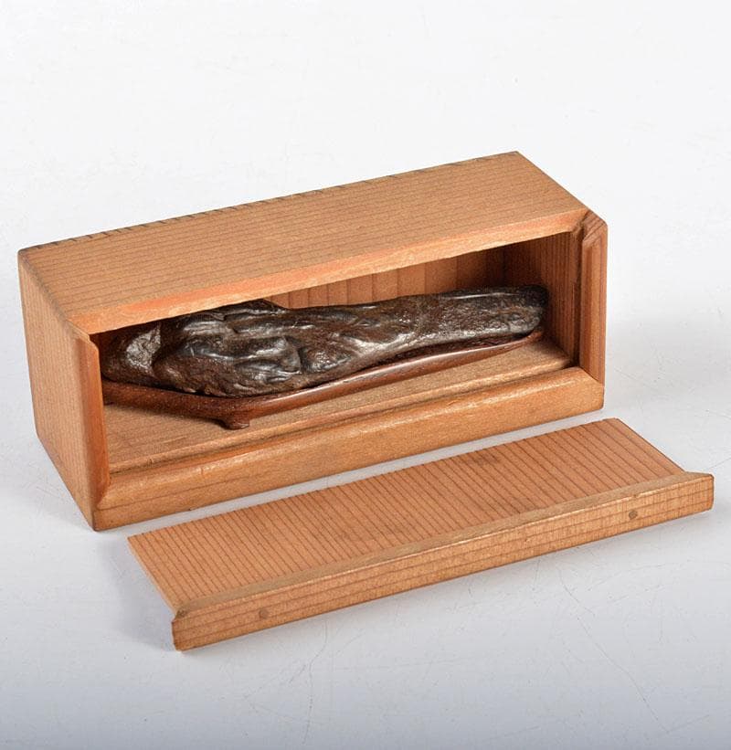 鑑賞石　天然石　置物　唐木台　時代箱付　D　R4325