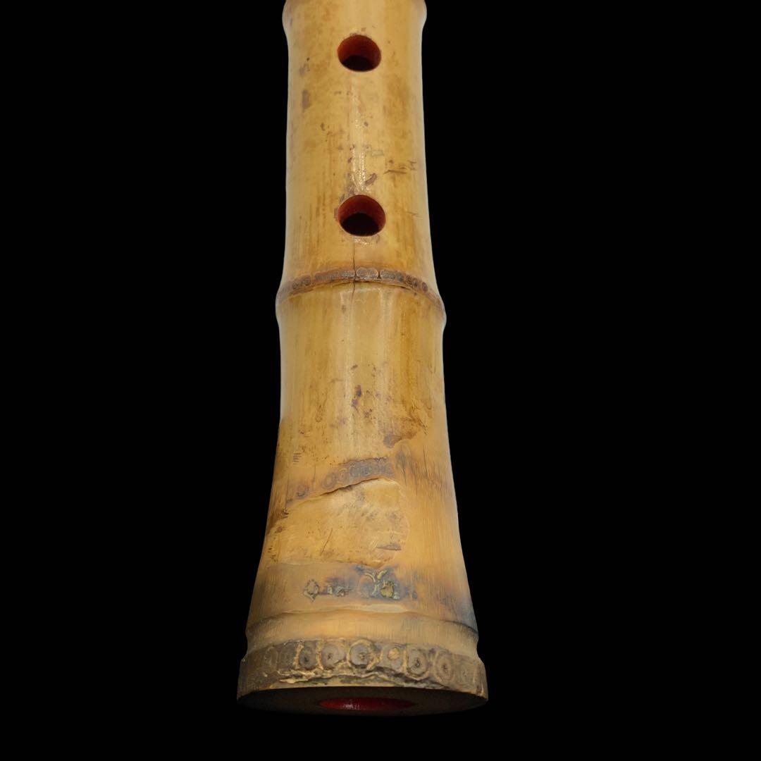 銘あり　尺八　朱塗り　動作保証