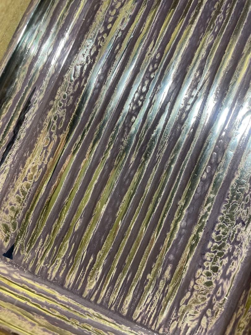 未使用保管品　金工師 田中秀明 南鐐 片木目　長方盆 銀製 共箱　150g