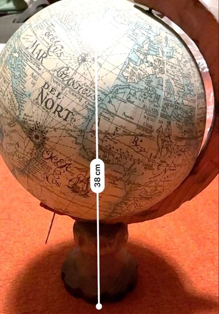 美品　スペイン製　高級インテリア　ビンテージ 地球儀 木製スタンド　回転可