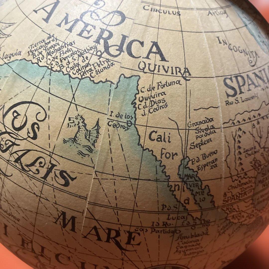 美品　スペイン製　高級インテリア　ビンテージ 地球儀 木製スタンド　回転可