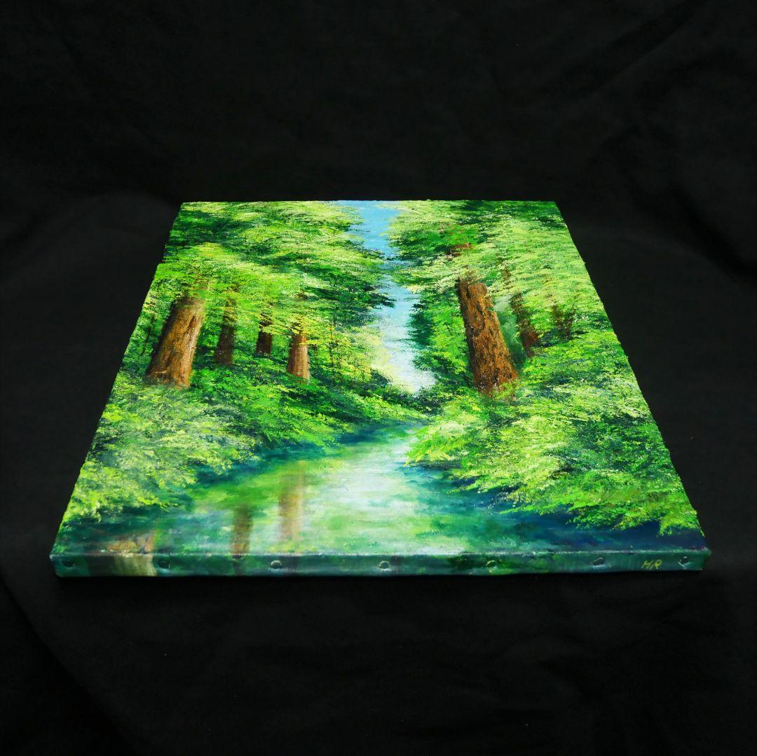 油絵 油彩 油彩画 絵 絵画 【新緑と川】F8号