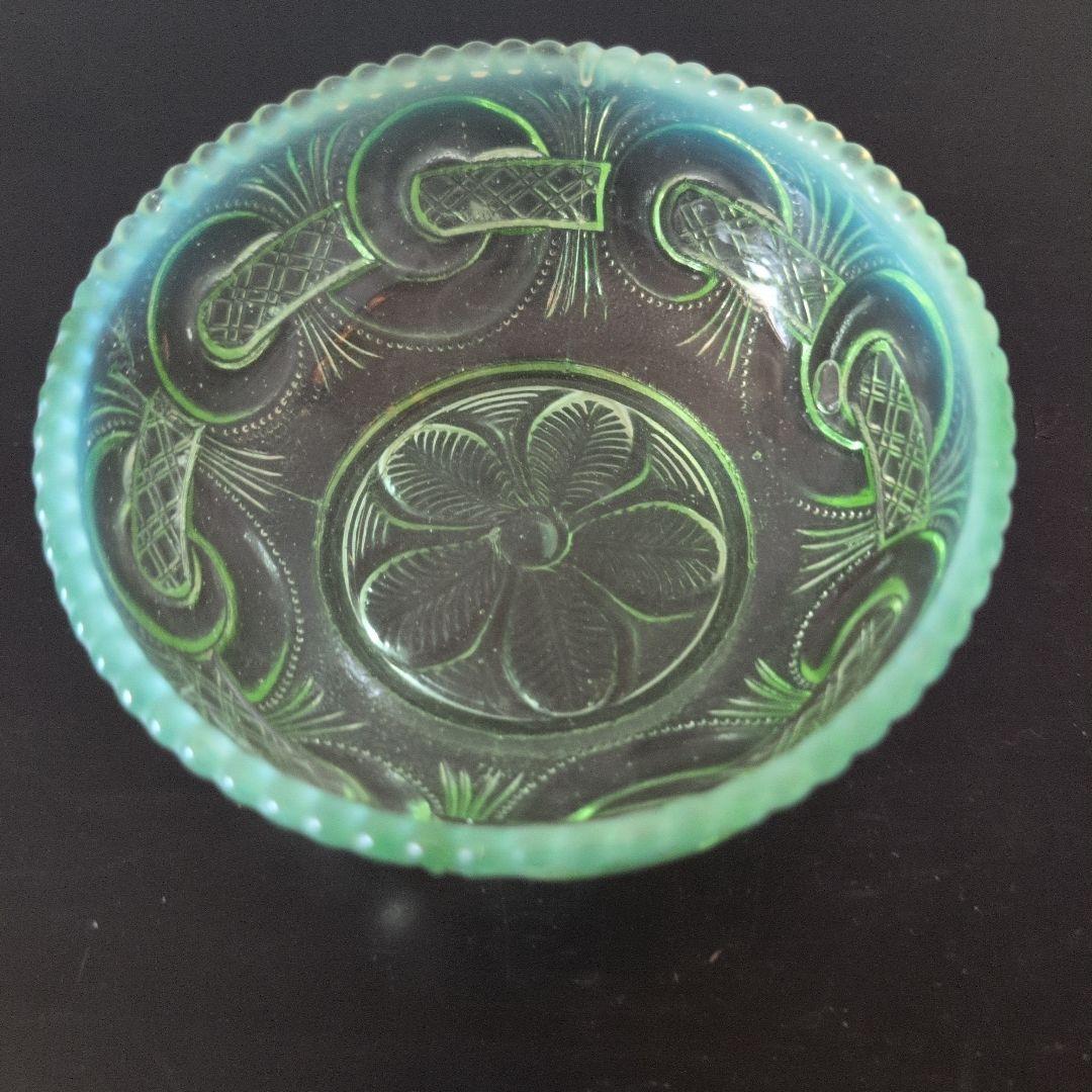 最終値下げ　ウランガラス　渦つなぎ紋　鉢　3客