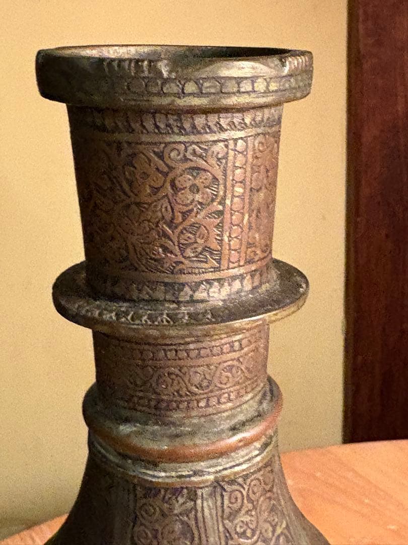 アンティーク金属製瓶silver&copper-inlaid brassvase