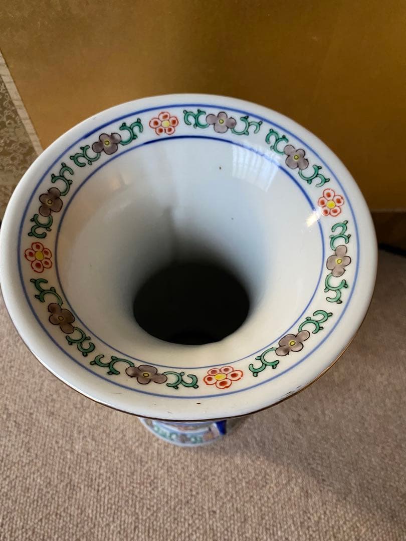 大明萬暦年製銘 染付赤絵花瓶　30.5㎝