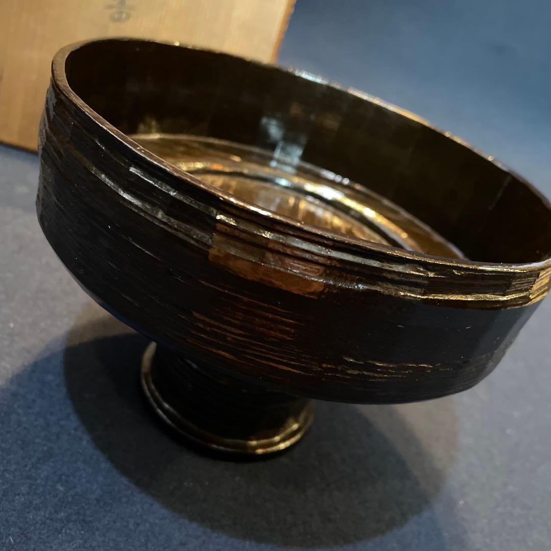 茶道具「菓子器」千家十職【飛来一閑】(造)の『独楽形 菓子器』共箱