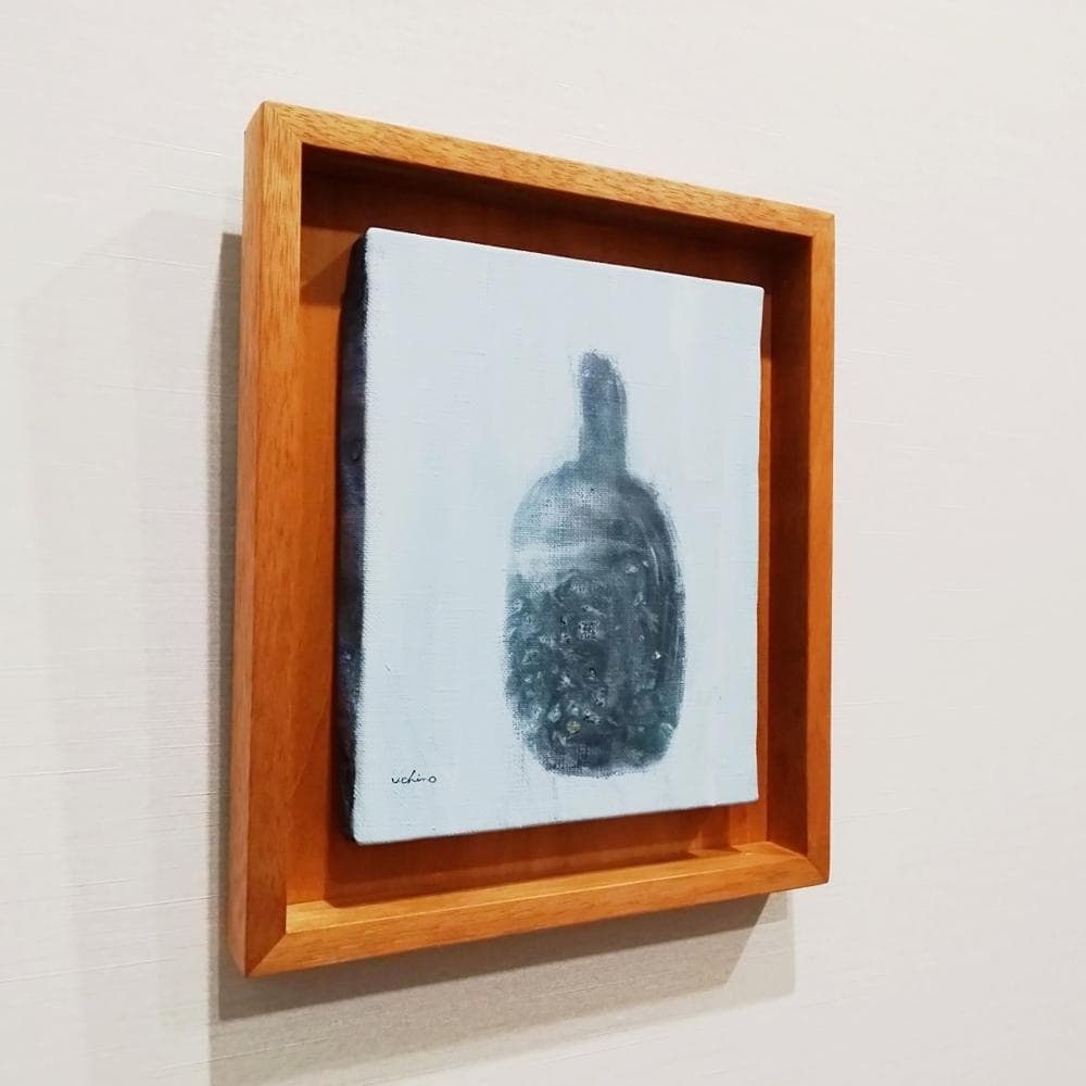 内野隆文　ワインボトル　絵画　F0号　静物画　キャンバス　現代アート　美術　額付