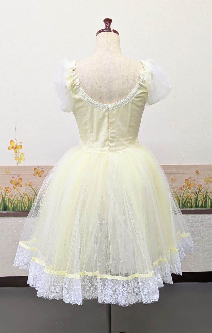 バレエ衣裳/ジュニア·大人 淡イエロー/ワルツ 9着セット　頭飾り付き