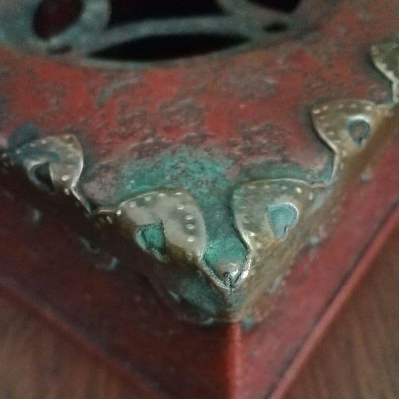 逸品　緋銅　毛織式　香炉　花活け　灰皿　松栄堂　明治金工　和骨董　アンティーク