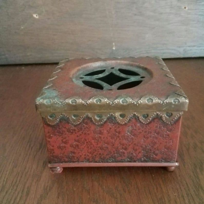 逸品　緋銅　毛織式　香炉　花活け　灰皿　松栄堂　明治金工　和骨董　アンティーク