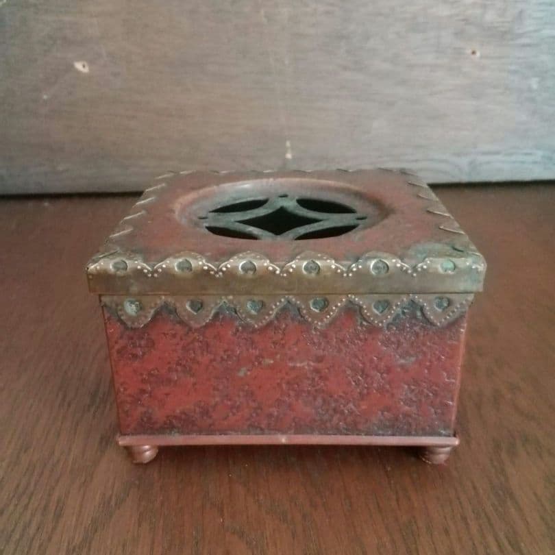 逸品　緋銅　毛織式　香炉　花活け　灰皿　松栄堂　明治金工　和骨董　アンティーク