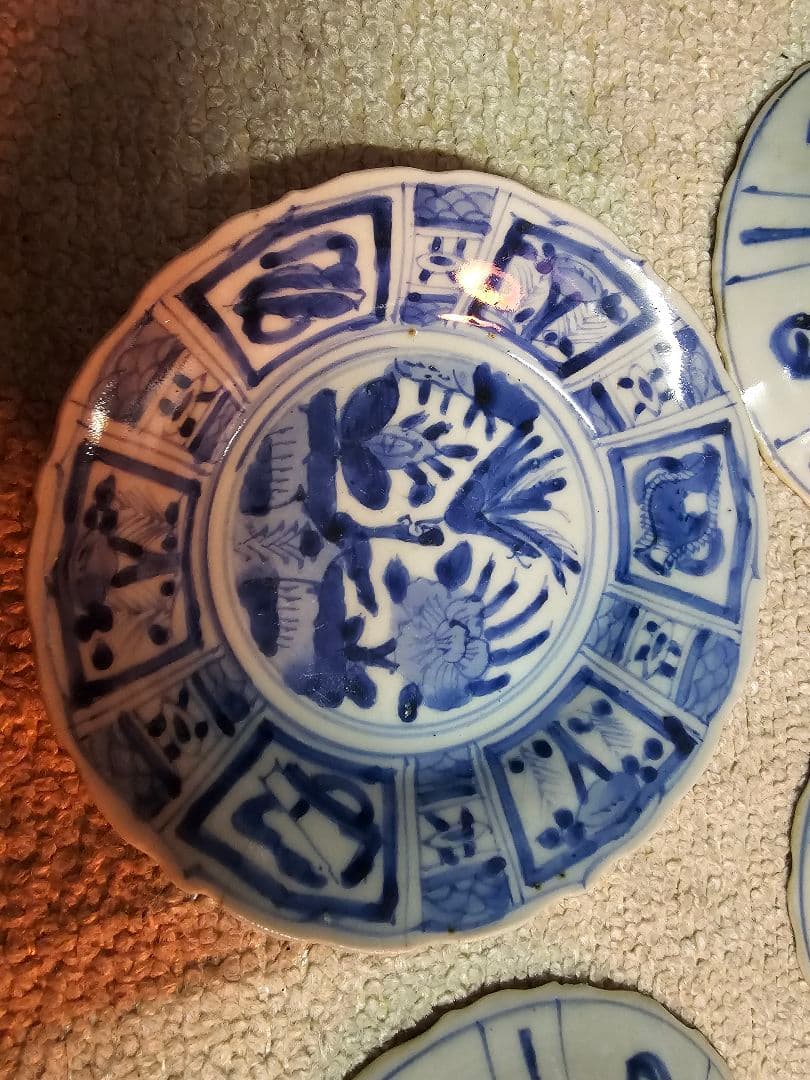 値下げ限界‼️早い者勝ち 新渡品 江戸後期から明治初 芙蓉 花鳥文 9客セット