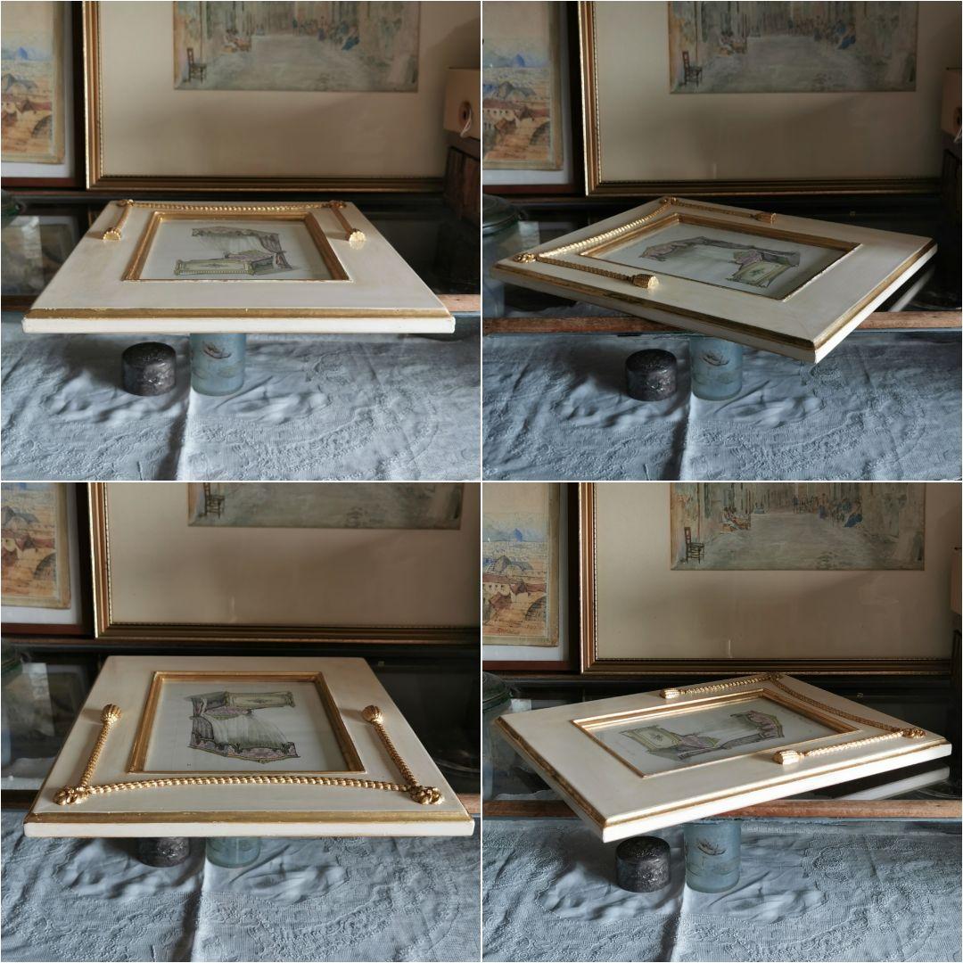 アンティークフランス ルイ16世式天蓋ベッド イタリア額装 マリーアントワネット