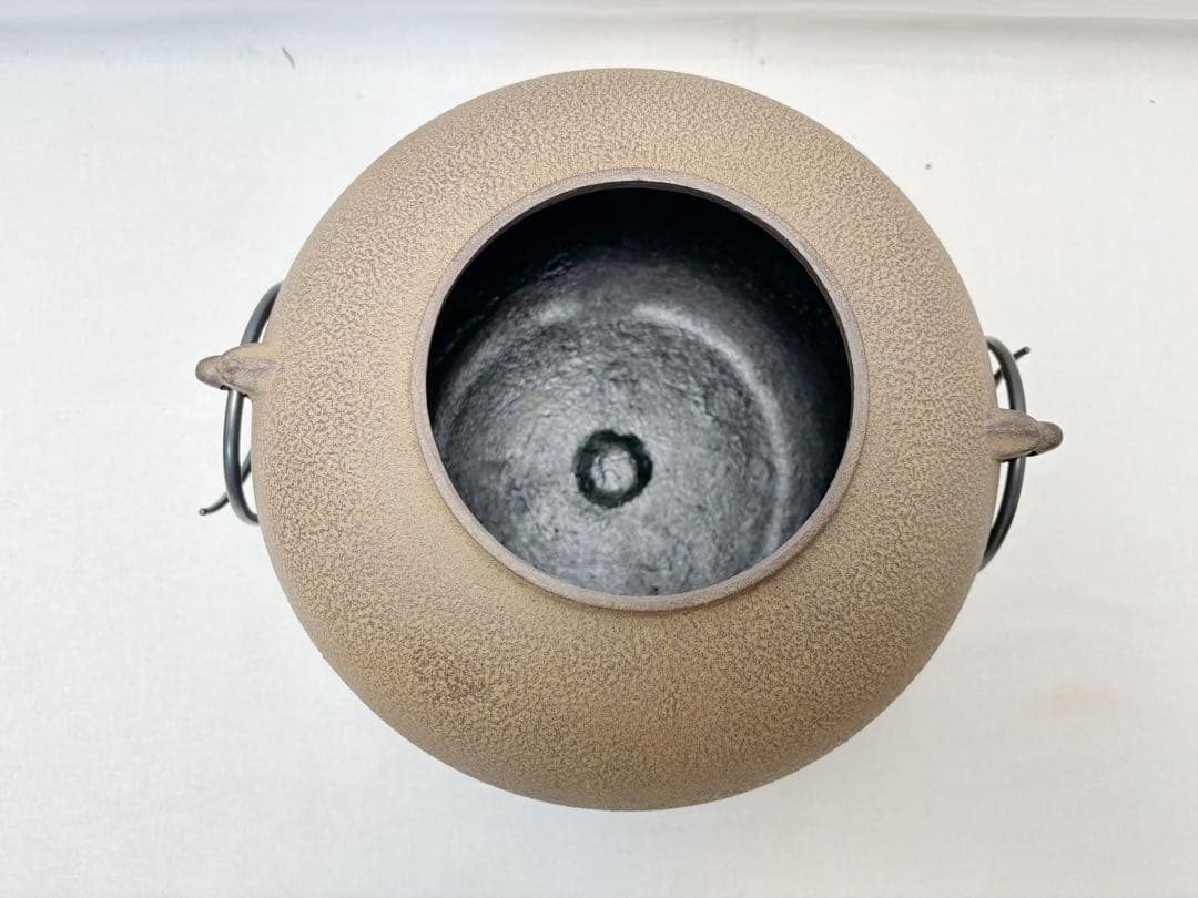 未使用 茶道具 釜師 佐藤 浄清造 利休好写 丸釜 釜印 釜鐶付 栞 共布 共箱