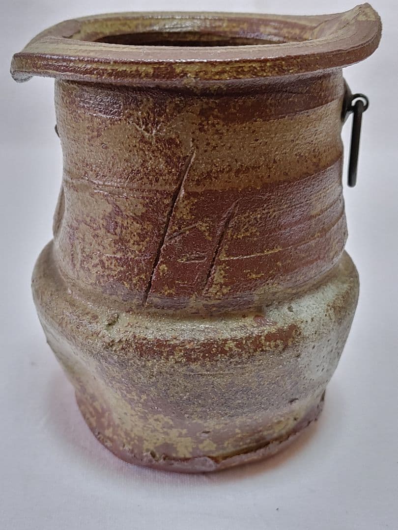 美濃雅山窯　灰釉掛花入　中島正雄作