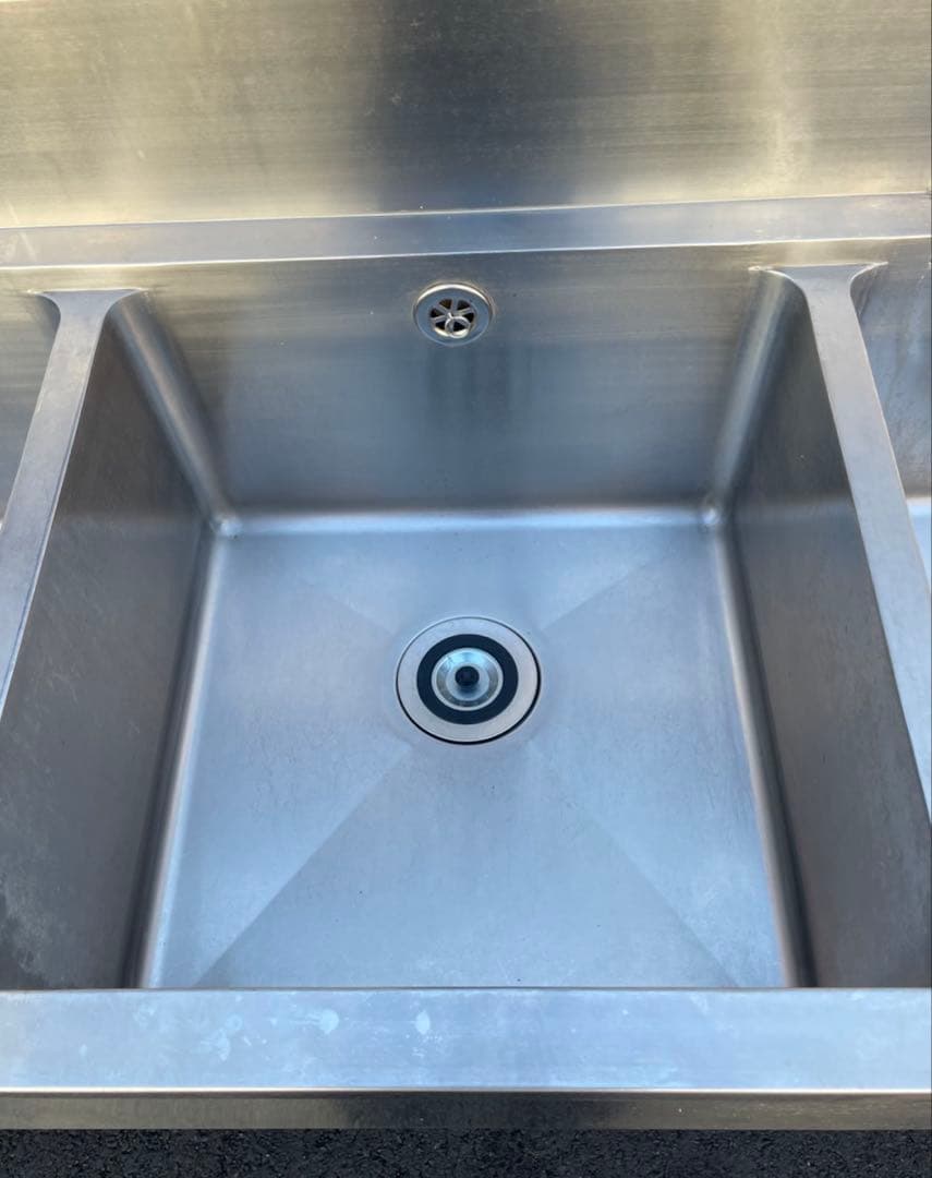 業務用 3槽シンク 3口蛇口付き 混合水栓付き 幅1500×奥600×高さ850