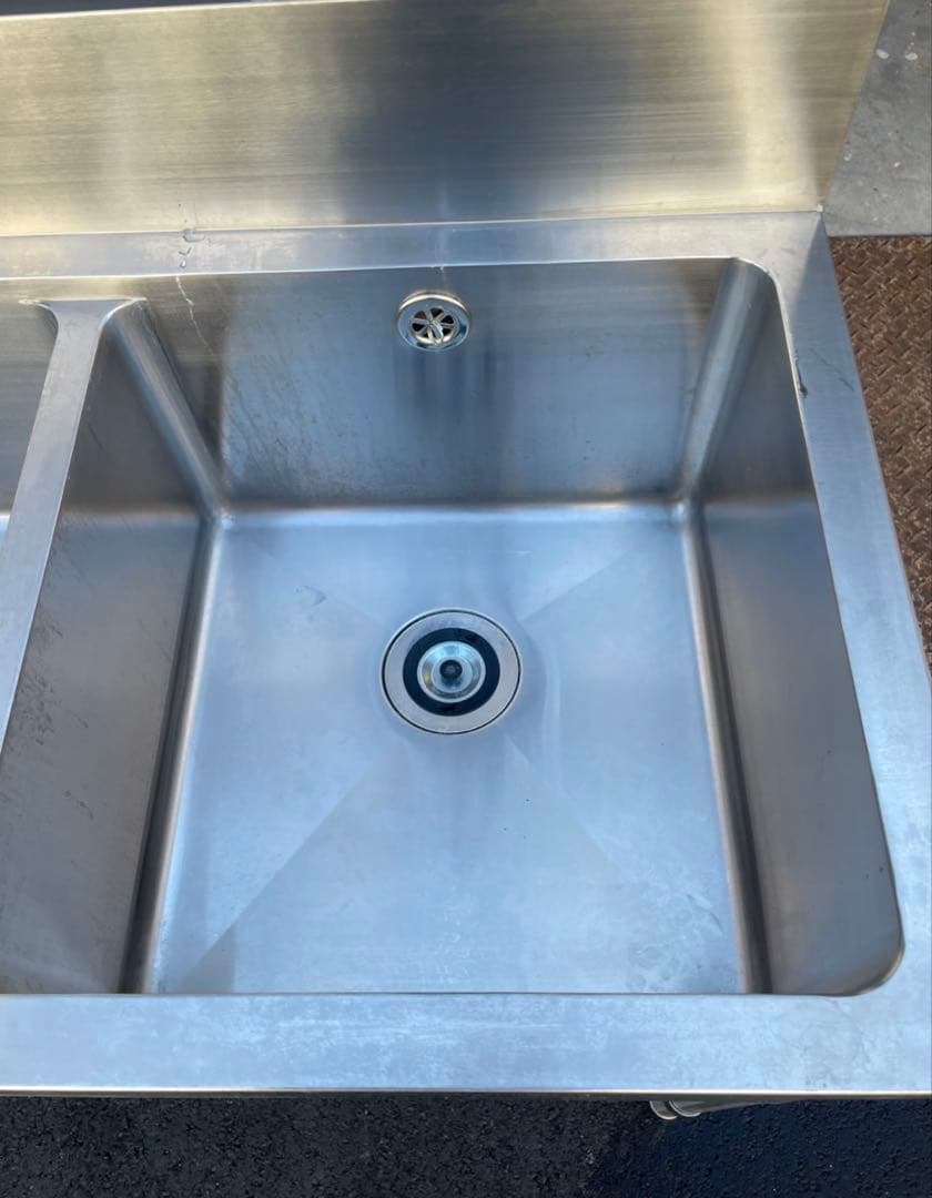 業務用 3槽シンク 3口蛇口付き 混合水栓付き 幅1500×奥600×高さ850