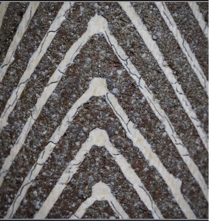 送料無料　伸也作　優雅な条紋ù灰釉花瓶　共箱　★完品無傷★