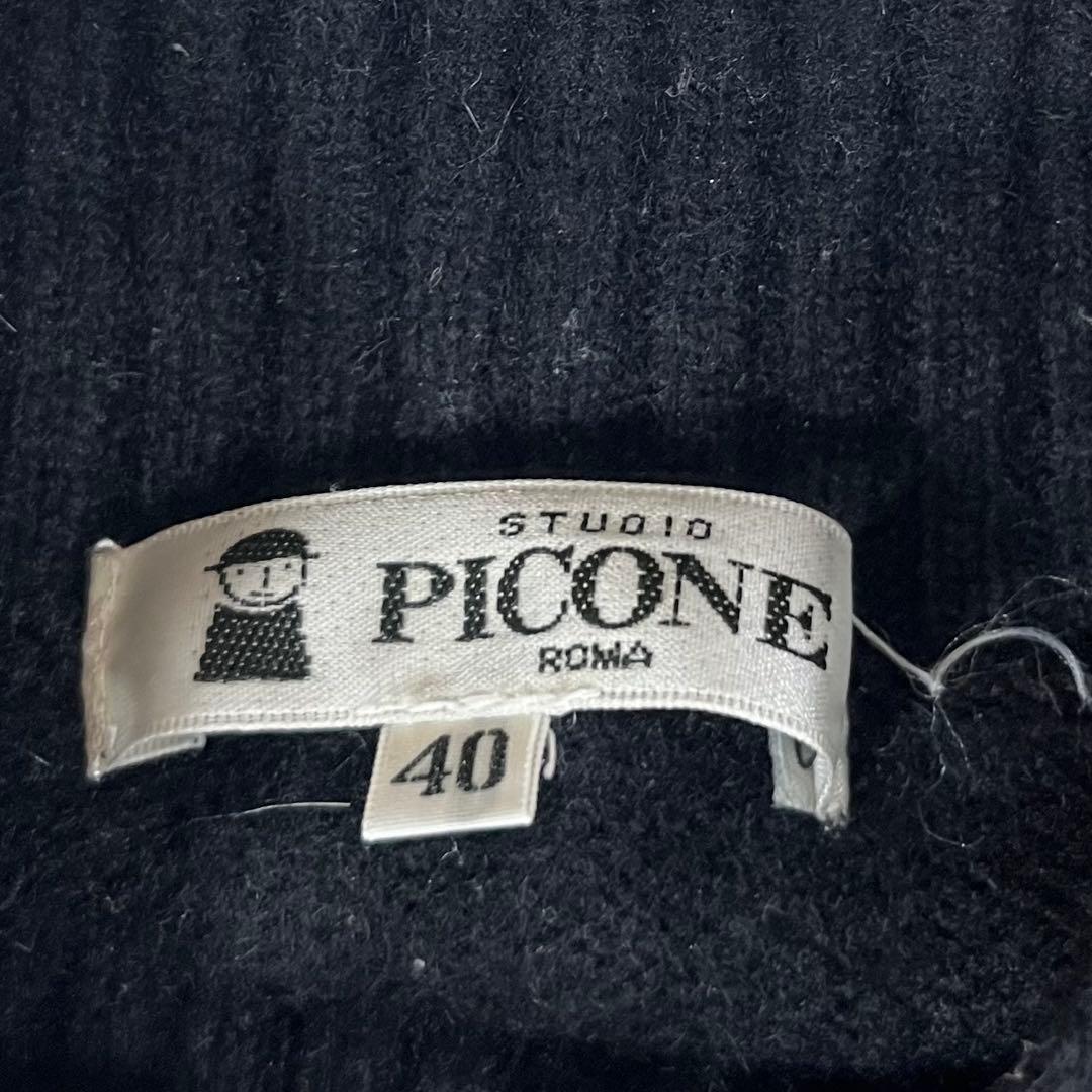 ピッコーネ/カシミア100/ハイネックニット/セーター/40/黒/キャラデザイン