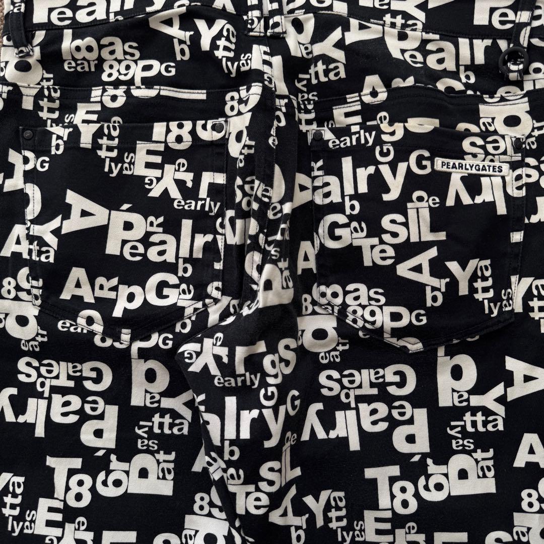 パーリーゲイツ　パンツ　総柄　黒　白　L〜XL相当 コットン素材　ストレッチ　5