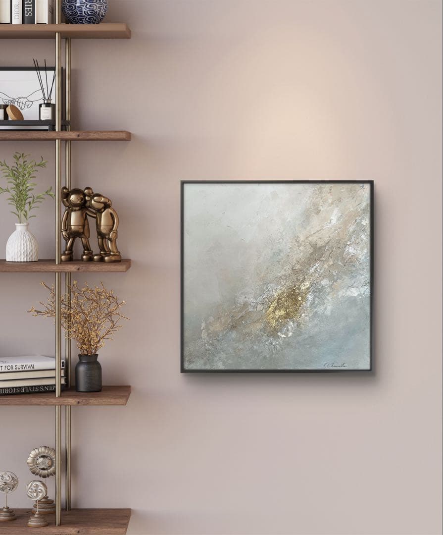 原画/額装済み/和風/禅/絵画/アート/抽象画/モダン/ホテル/ピンク/ゴールド