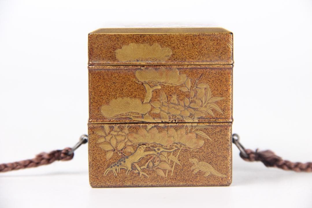 江戸　明治　時代 鶴松梅蒔絵重香合　小箱 梨地 漆器 EM19-9