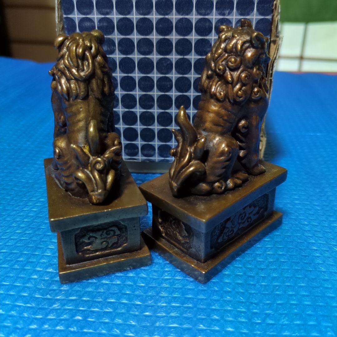 高岡銅器、金属製 、神棚狛犬一対