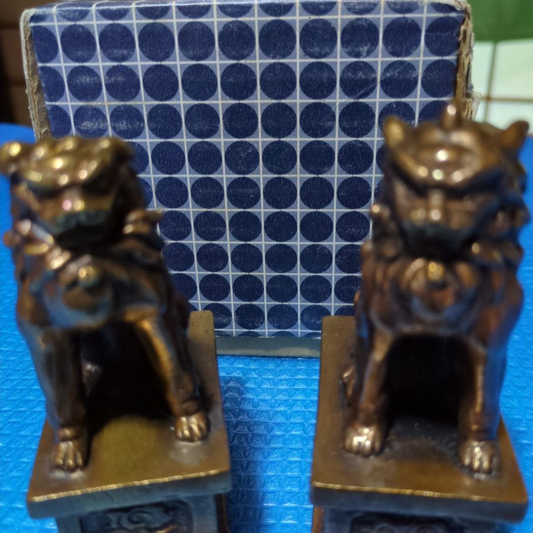 高岡銅器、金属製 、神棚狛犬一対