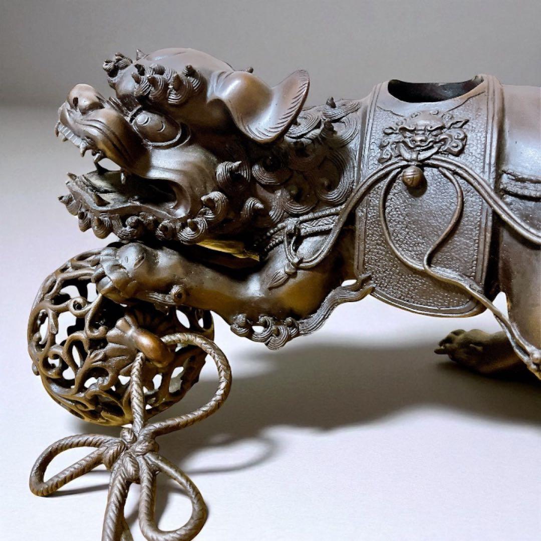 香道具 銅器 玉乗り獅子 香炉 香櫨 透かし火屋 仏具 骨董品 美術品