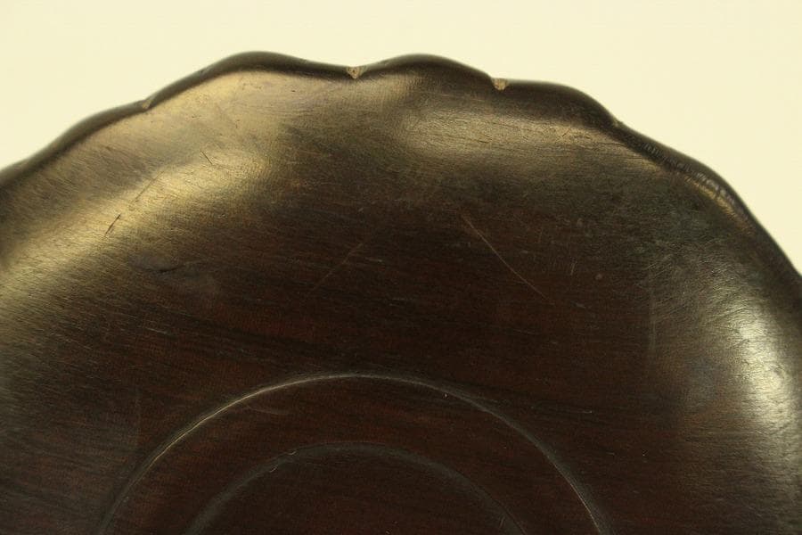 紫檀 刻 雲鶴皿 五客 細密彫刻(A758)