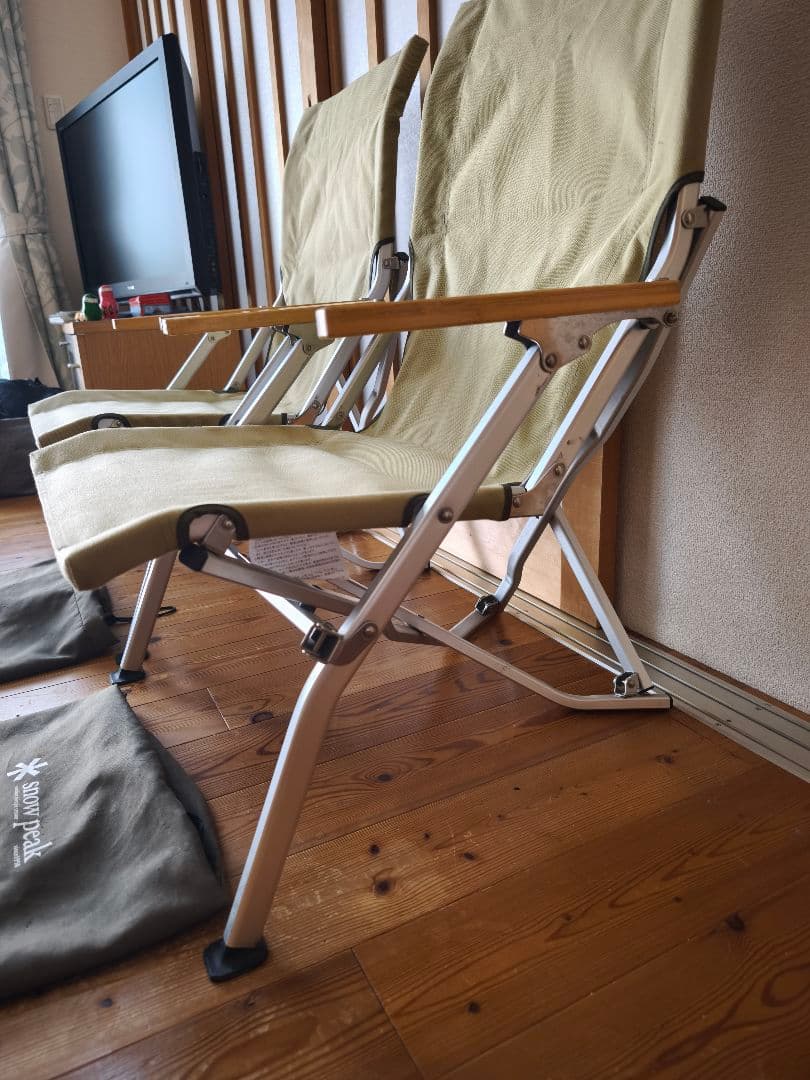 スノーピーク ローチェア30 カーキ2脚セット 生地張替え美品