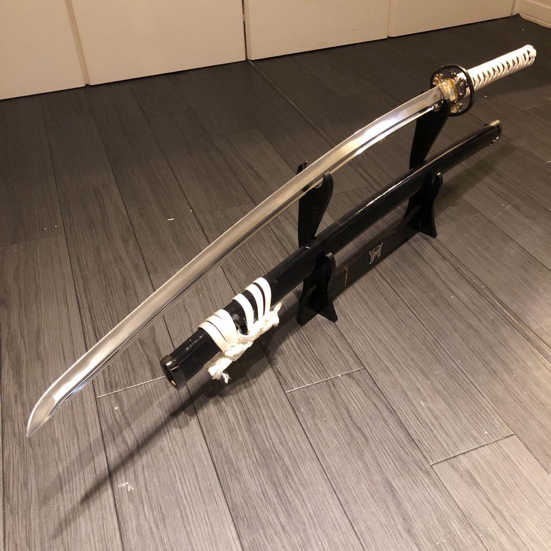 高級模造刀　樋有刀身 茶白拵え　居合刀　太刀　本格模造刀