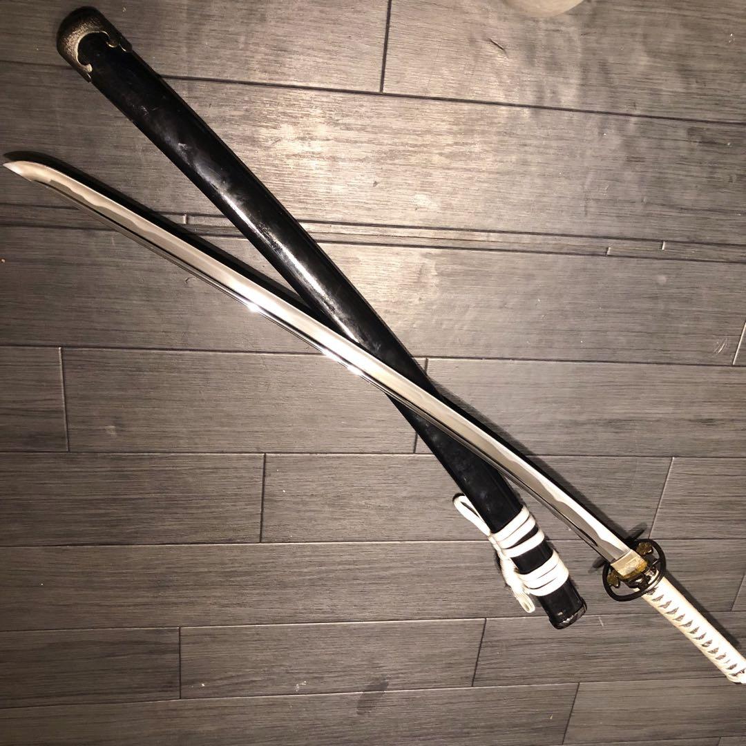 高級模造刀　樋有刀身 茶白拵え　居合刀　太刀　本格模造刀