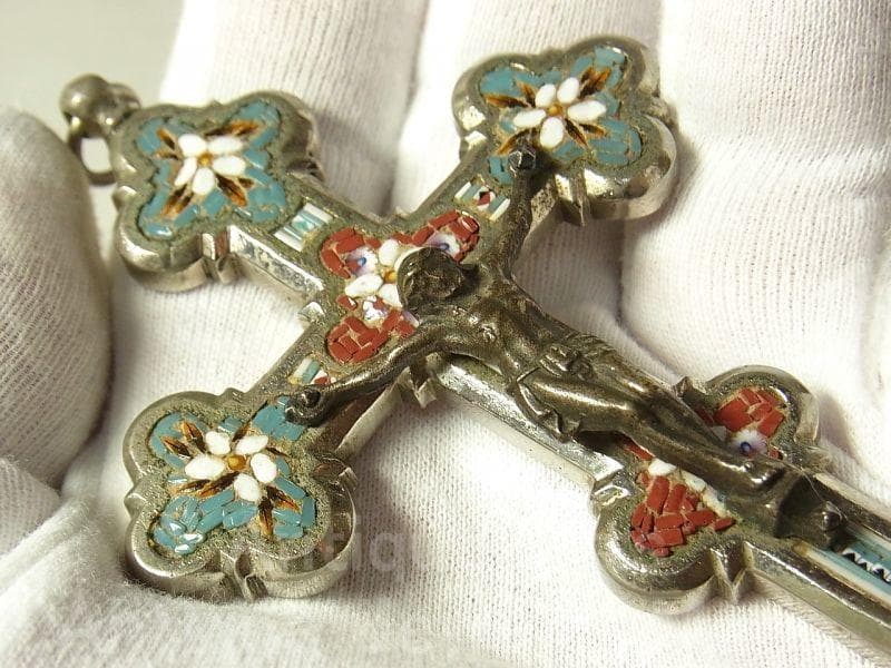 c1555イタリア マイクロモザイクタイル クロス《大型サイズ（S）》