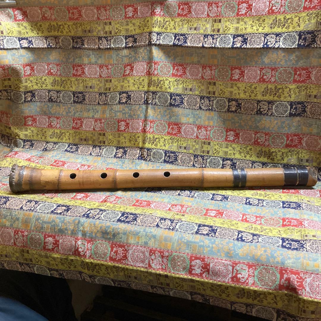 尺八　ヒビ補修　銘無　五穴　47.7cm 172g