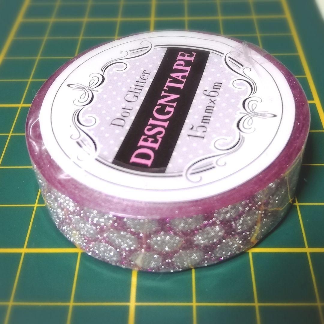 新品 デザインテープ キラキラ グリッター ピンク ドット DESIGNTAPE