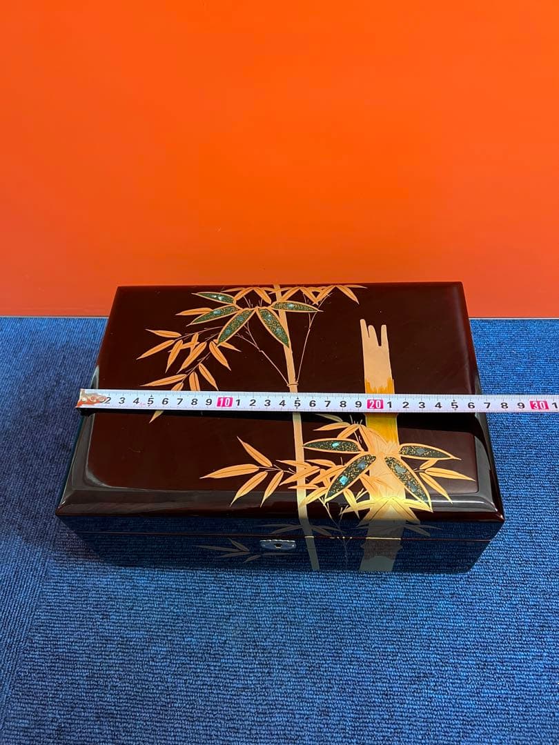 1134 高級 漆塗り 蒔絵　金竹　春の海　オルゴール 宝石箱 工芸品　未使用