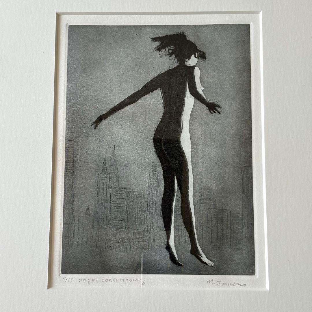 銅版画 M.Tomono 5/15 額装 angel contemporaryB