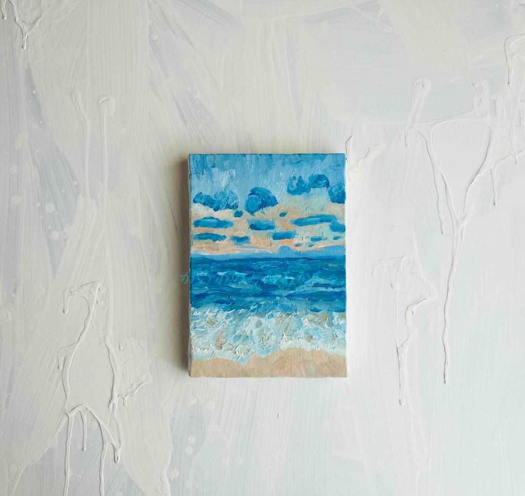 16×23㎝「朝の海６」油彩・原画・サムホール