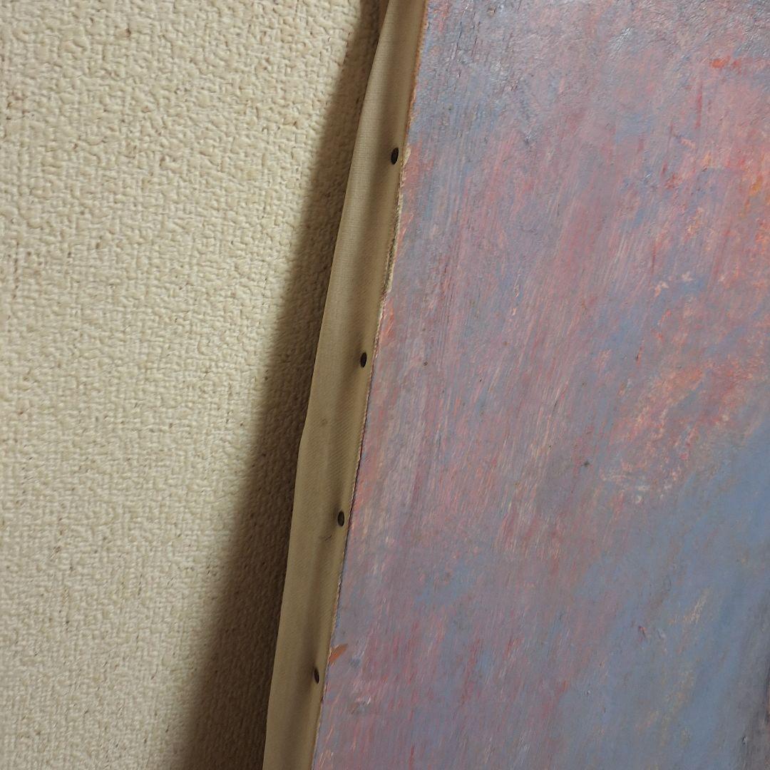 人物画　油絵　アンティーク　レトロ　赤のセーター　冬の記憶